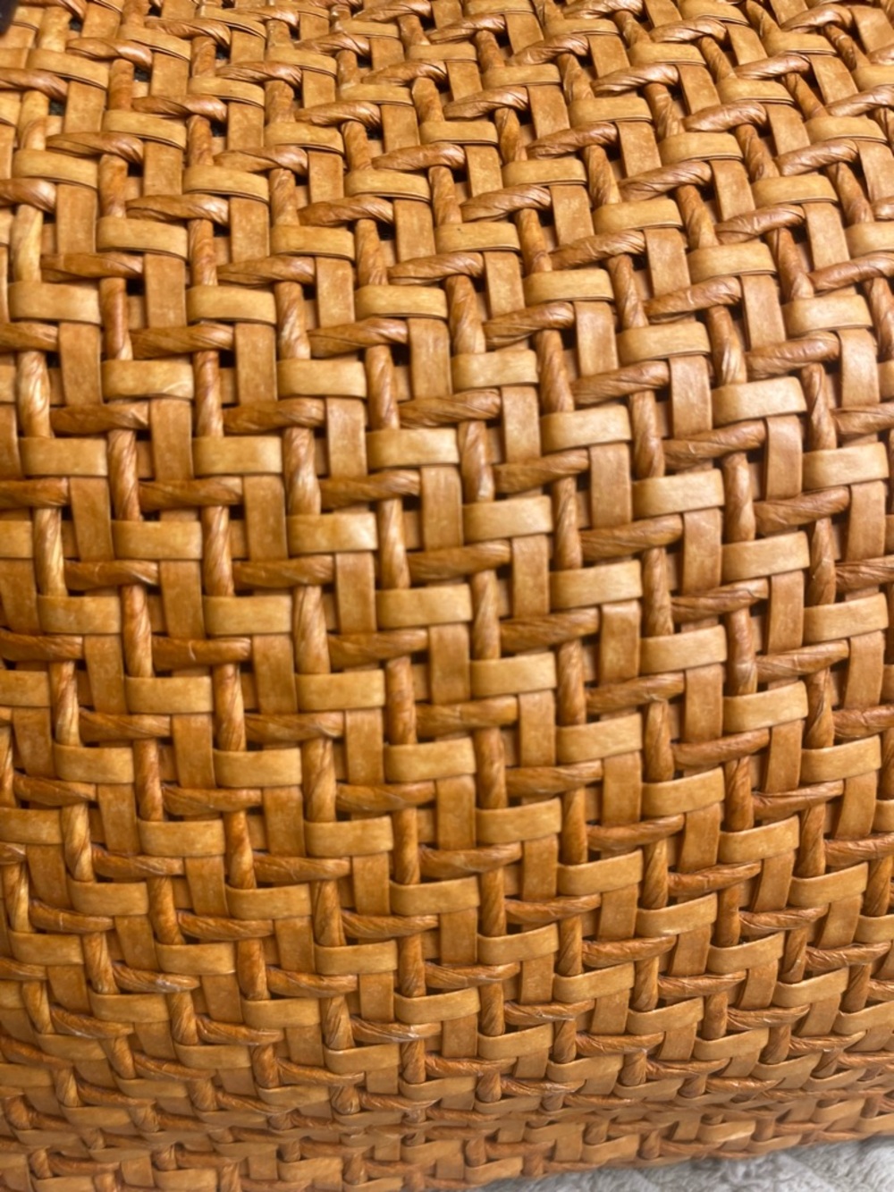 Alfredo Picchi Woven Straw Leather Tote Bag Italian Designer Brown Handles Purse - Picture 3 of 6